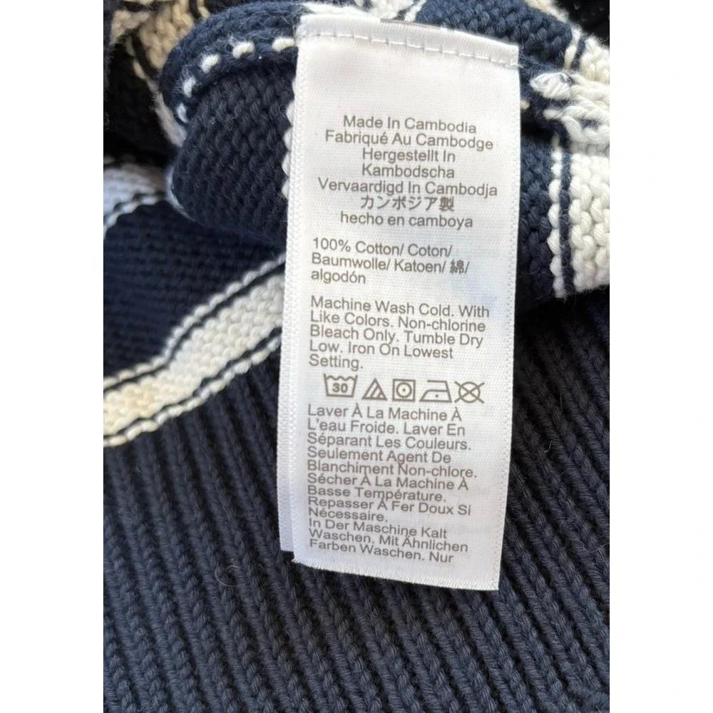 J. Crew Heritage Cotton Rollneck Sweater in Stripe Navy Blue Nautical Size M